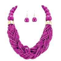 Hot Pink Braided Multi-strand Statement Necklace